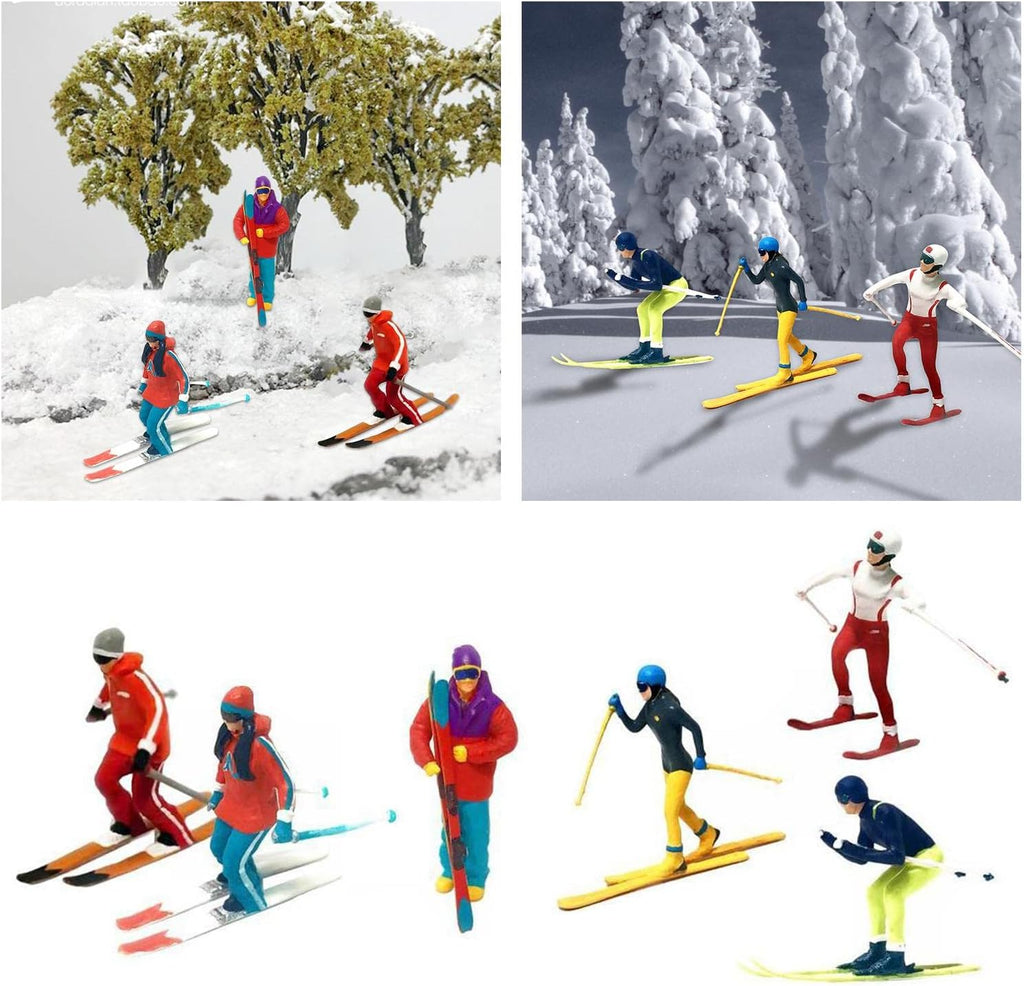 Skiennix Miniature Skiing Figures - 6Pcs Hand-Painted Accessories for DIY Projects & Decor