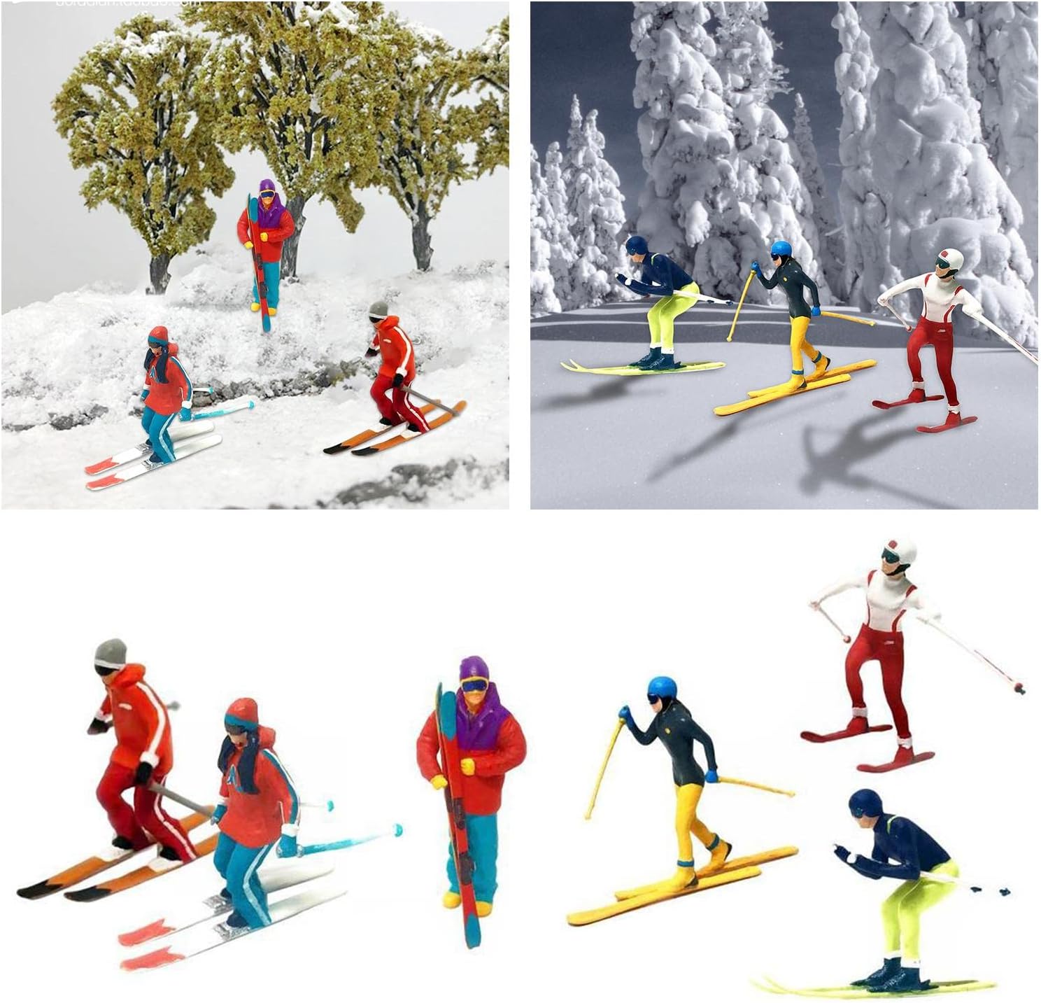 Skiennix Miniature Skiing Figures - 6Pcs Hand-Painted Accessories for DIY Projects & Decor
