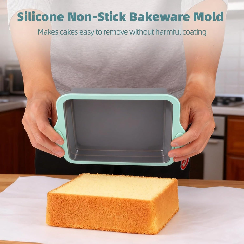 Skiennix Silicone Baking Pan Set - 4PCS Nonstick Stackable Pans with Grip Handles & Metal Reinforcement | Ideal for Muffins, Loaves, Cakes