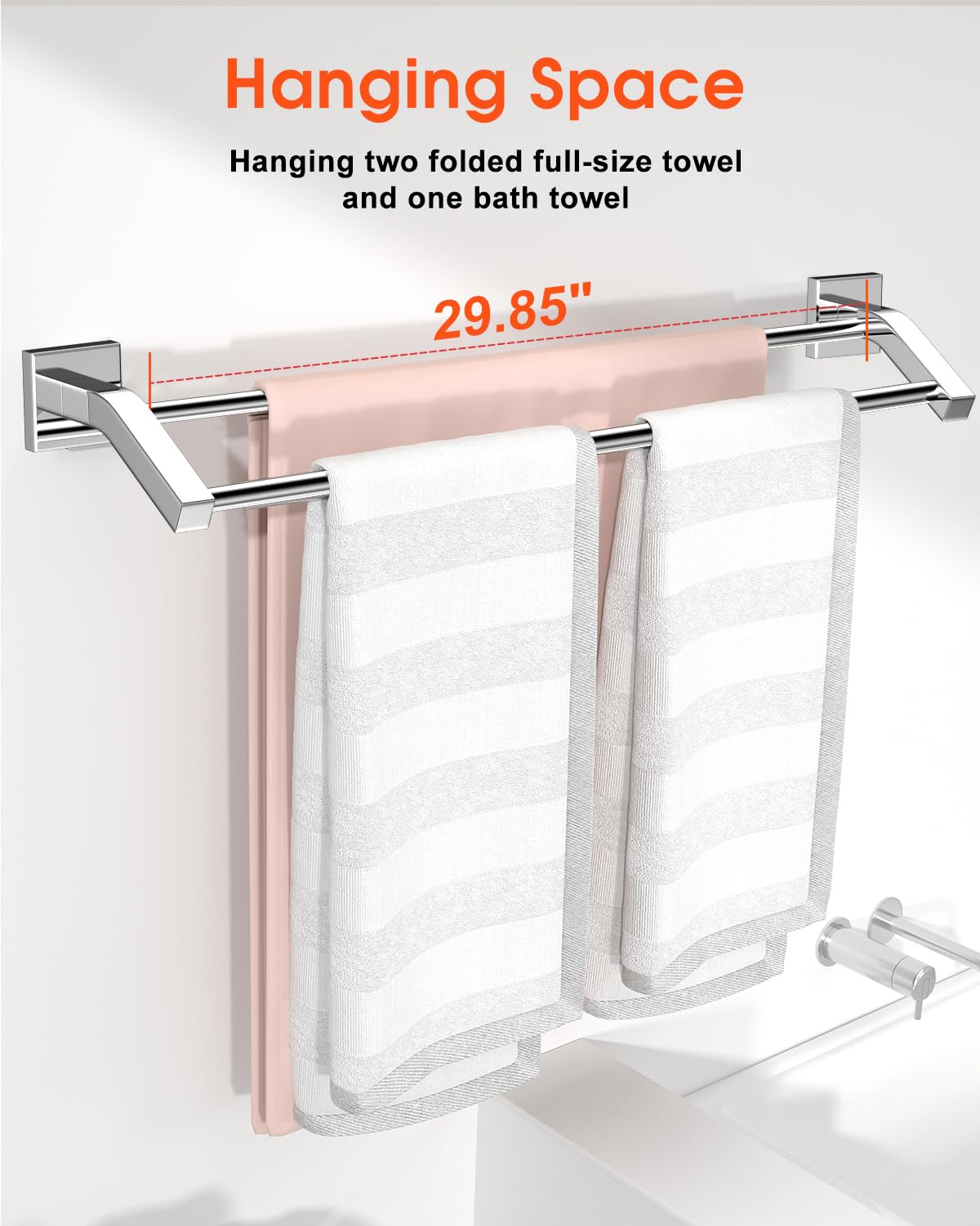 Alise Bath Double Towel Bars Towel Racks for Bathroom Lavatory,Wall Mount Towel Holder Heavy Duty SUS304 Stainless Steel Towel Hanger Towel Rail,Polished Chrome,32 Inch