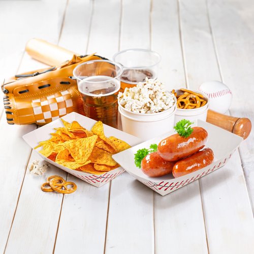 Kingrol 200 Pack Baseball Party Food Trays - Disposable Paper Boats for Nachos, Hot Dogs, Fries, and Party Snacks - Perfect for Baseball Themed Birthday Parties, Carnivals, and Movie Nights