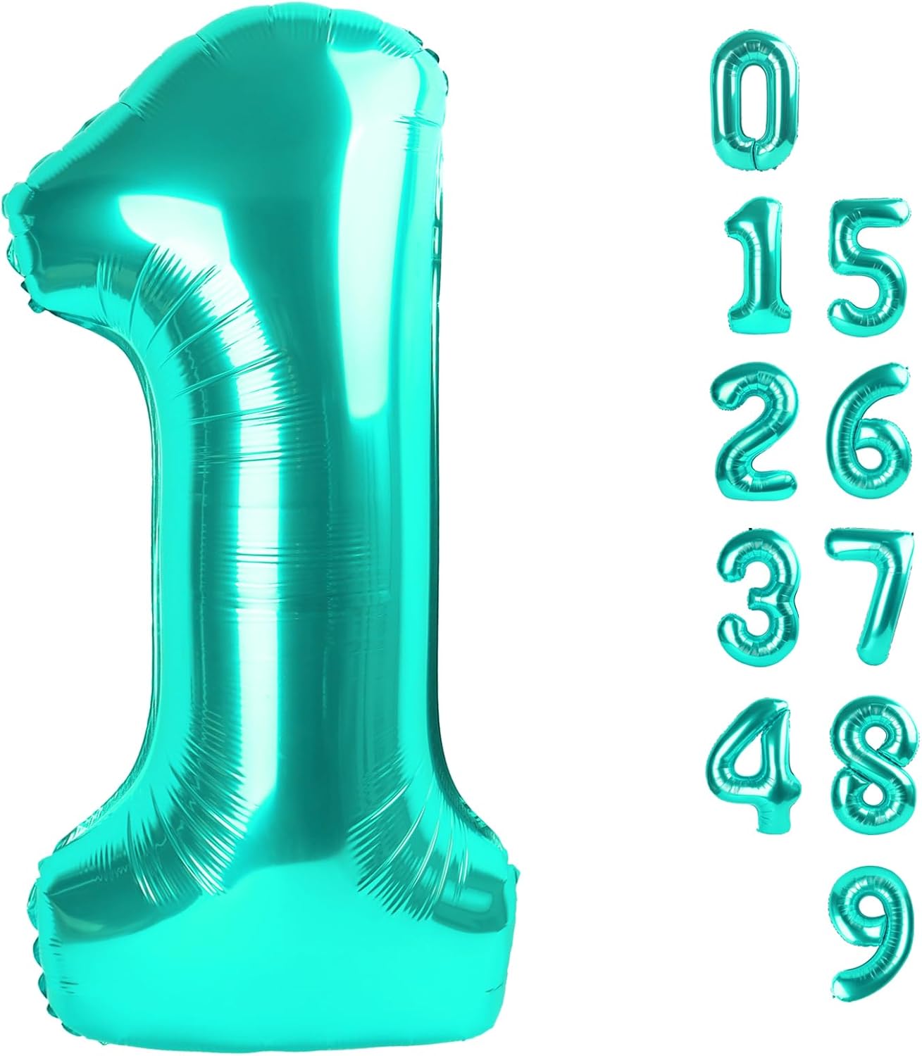 Number Balloons 1 - 40 Inch Blue-Green Birthday Decorations for Boys & Girls | Perfect for Baby Showers & Photo Shoots