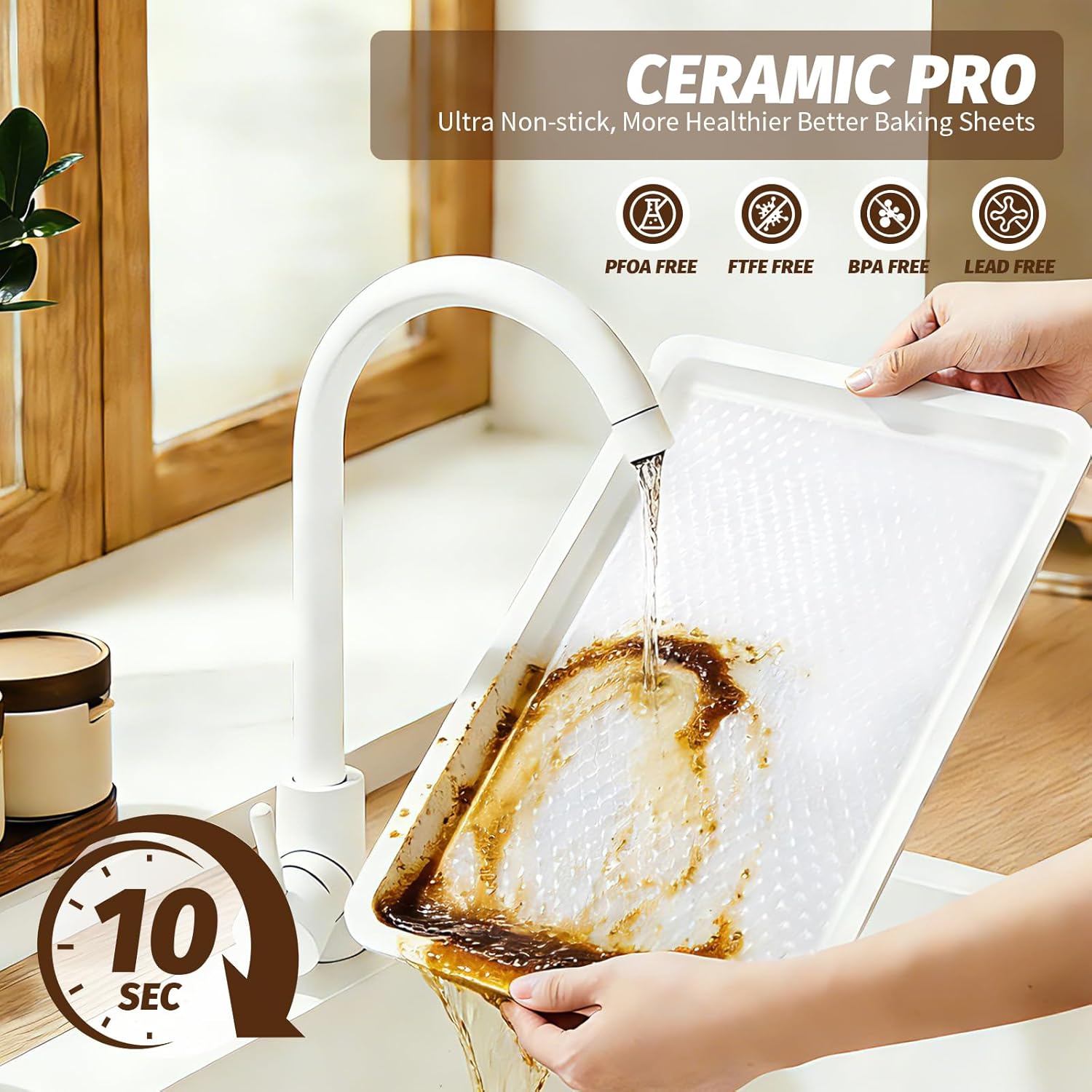 Skiennix Nonstick Ceramic Baking Sheet Set - 2-Pack 13x9 Inch | Oven Safe, Non-Toxic, Dishwasher Safe