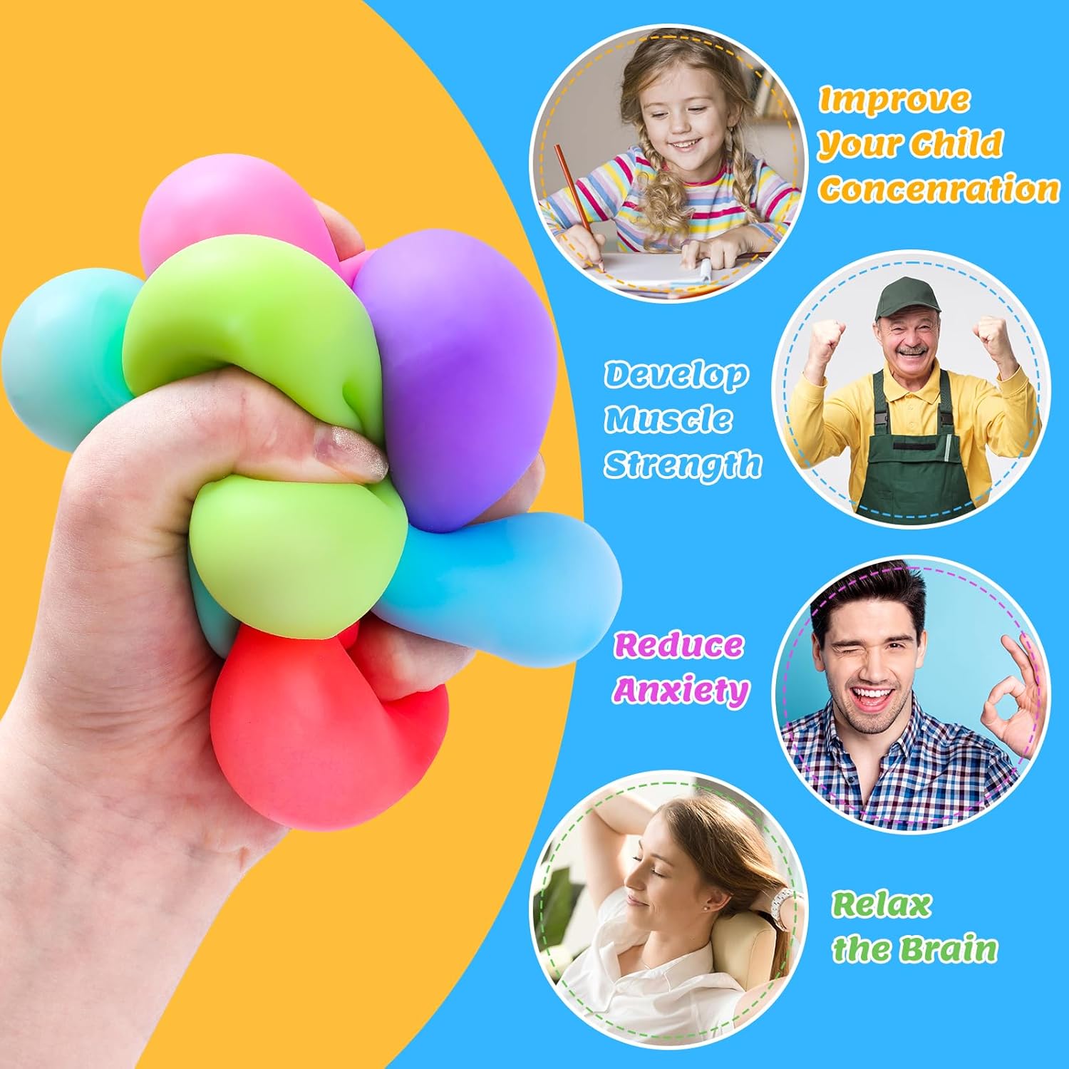 Skiennix Stress Cube Set - 12 Pack Slow Rising Squishy Fidget Toys for Anxiety Relief | Soft and Stretchable