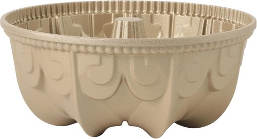 Martha Stewart Dunelle 12-Cup Nonstick Tube Cake Pan - Decorative Fluted Design in Champagne Gold