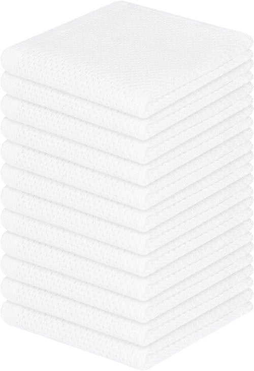 Homaxy 100% Cotton Dish Cloths - Ultra Soft, Absorbent & Quick Drying | 12-Pack, 12 x 12 Inches, White
