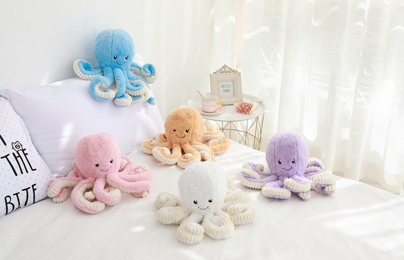 Maxpetus Cute Big Octopus Pillows,Interior Decoration Octopus Cushion,Soft Marine Animal Decorations (White, 15.7 inch)