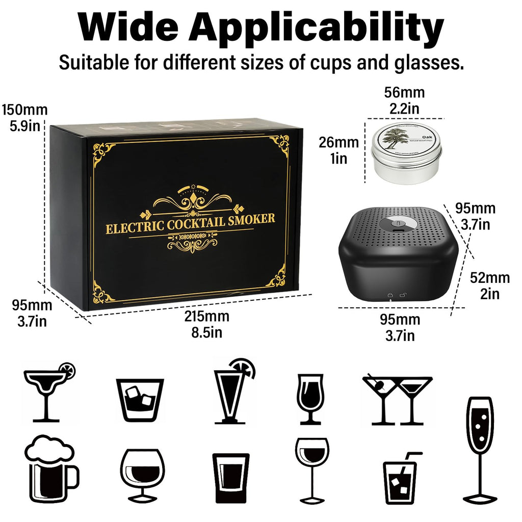 Gezen Electric Whiskey Smoker Kit with 6 Flavors Wood Chips, Rechargeable Cocktail Smoker Kit Built-in Lighter, Instant Smoke for Bourbon, Drinks and Food, Christmas Birthday Gifts for Men Dad Husband