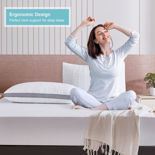 Meoflaw Cooling King Size Bed Pillows, Shredded Memory Foam Support for Back & Side Sleepers, Adjustable with Washable Removable Cover