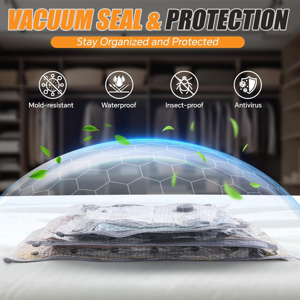 Skiennix Travel Vacuum Storage Bags - 20 Pack Compression Packing Bags with Electric Pump | 80% Space Saver for Luggage