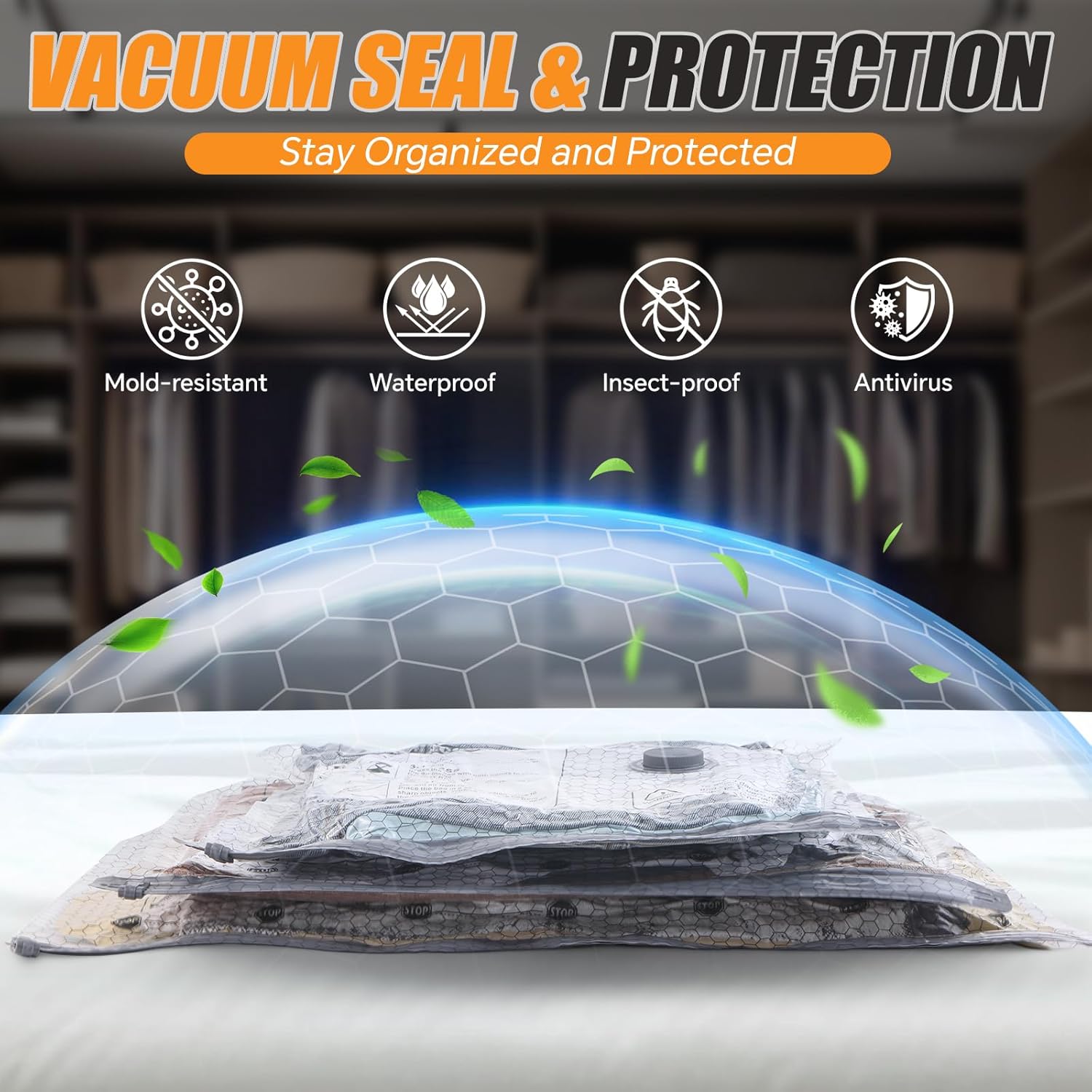 Skiennix Travel Vacuum Storage Bags - 20 Pack Compression Packing Bags with Electric Pump | 80% Space Saver for Luggage