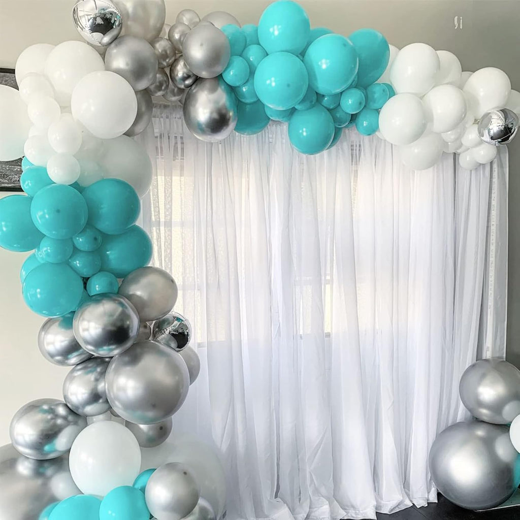 Voircoloria Teal Balloons - 130-Piece Set in Various Sizes for Baby Showers, Weddings & Birthdays