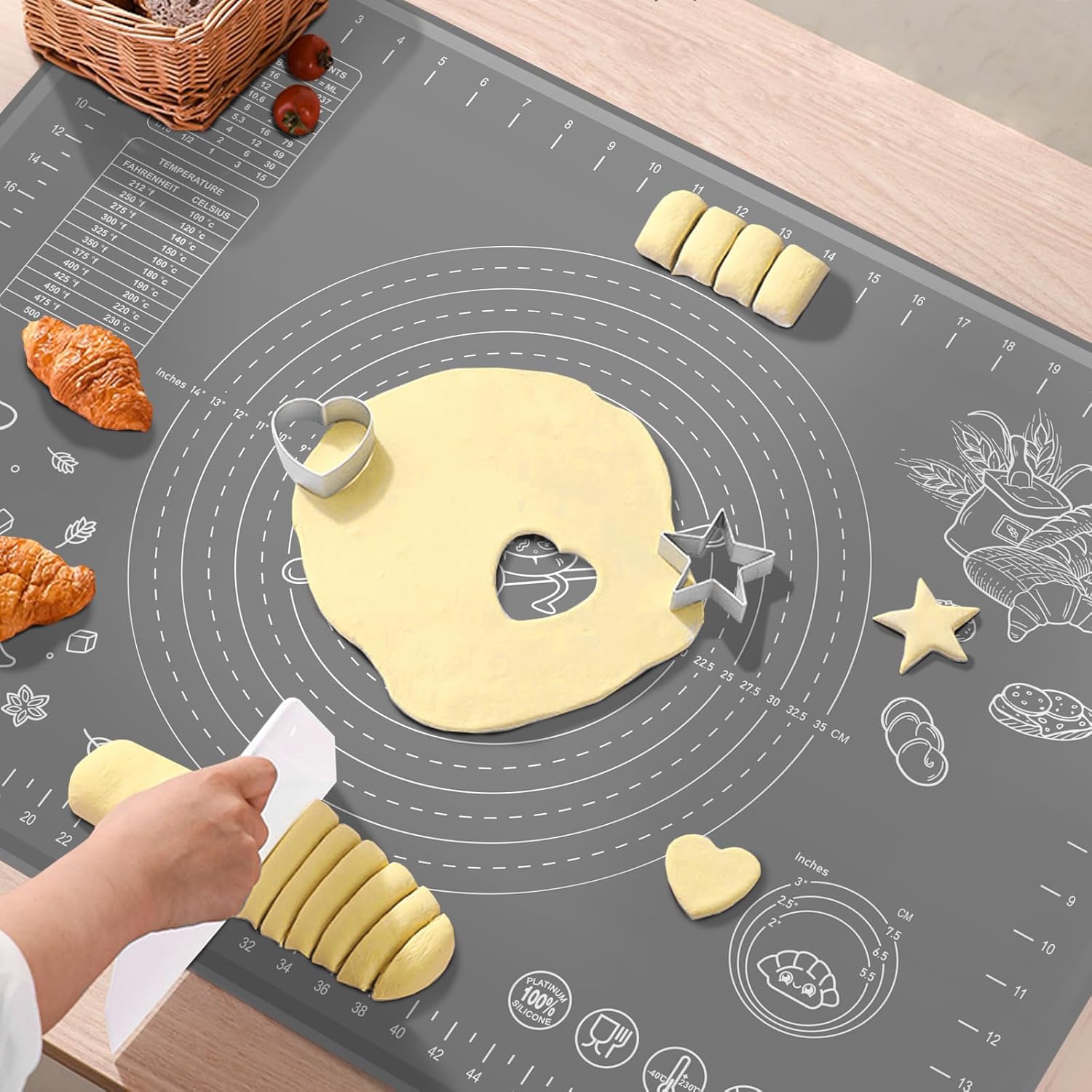 Skiennix Silicone Baking Mat - Extra Thick Non-Stick Pastry Mat with Measurements | 32x24 Inch