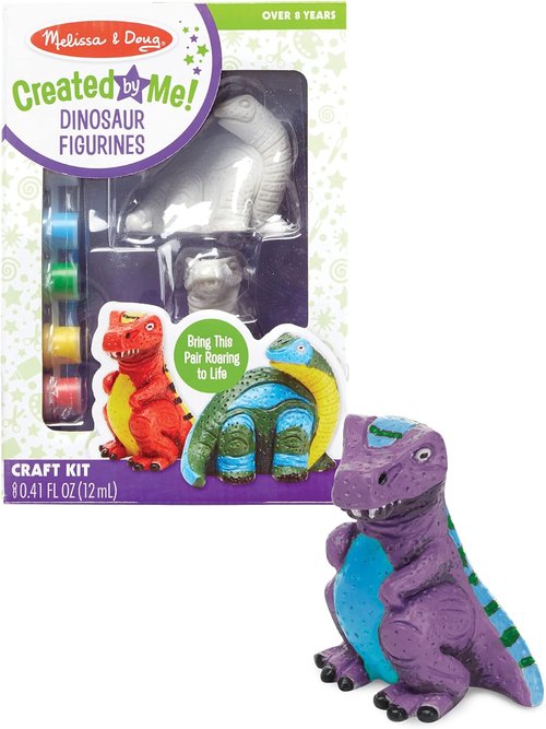 Melissa & Doug Dinosaur Figurines Craft Kit - Create Your Own Dinosaurs with 2 Resin Models & 6 Paints