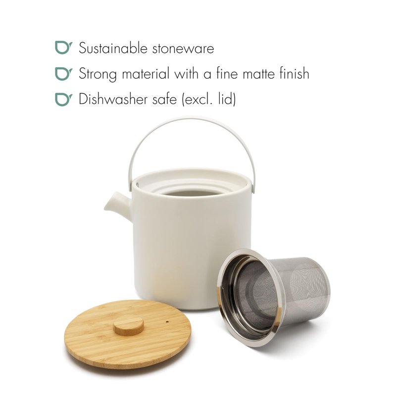 Bredemeijer Tea-for-one Umea White with Bamboo Lid