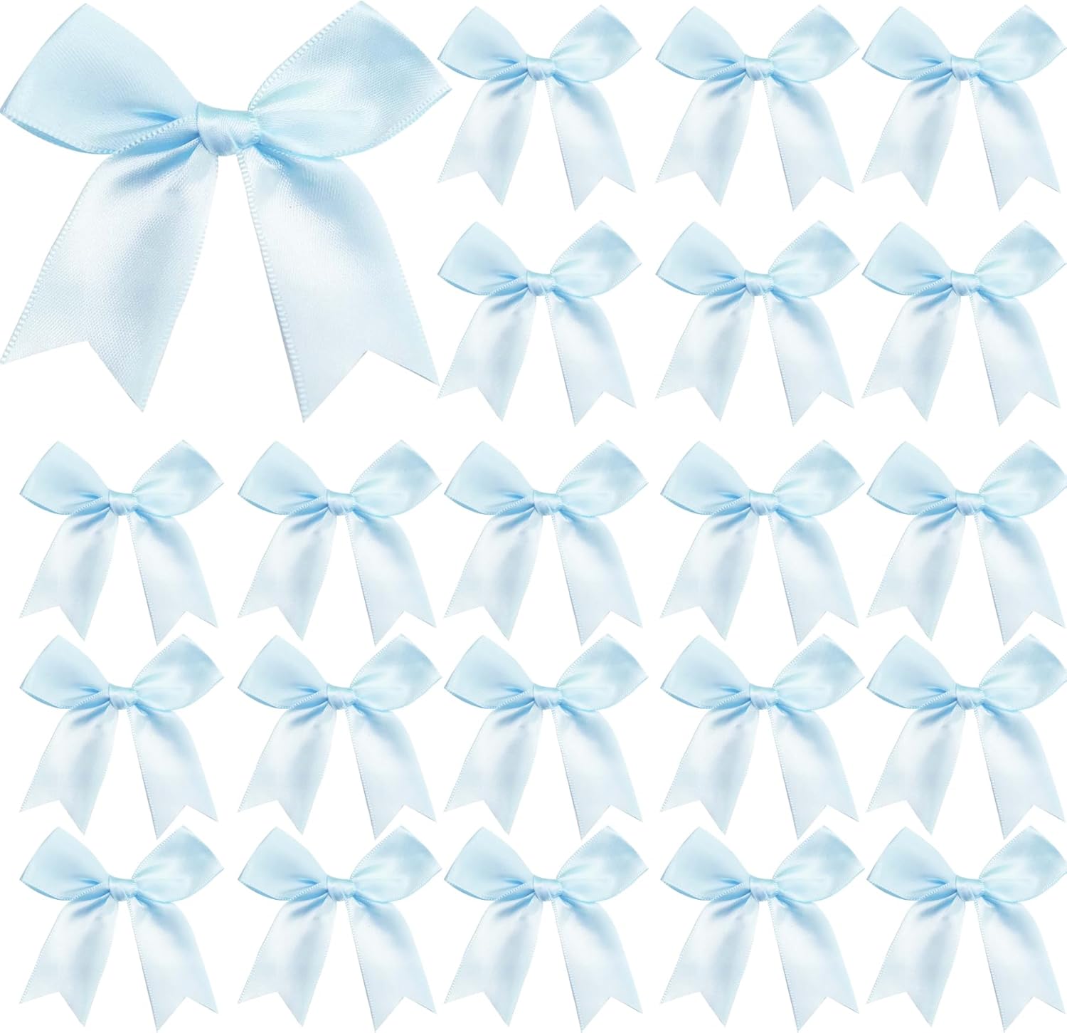 Skiennix Premium Satin Ribbon Bows - 50 Pieces 3.3 Inch Gift Wrap Bows for Holiday & Party Decor | Light Blue