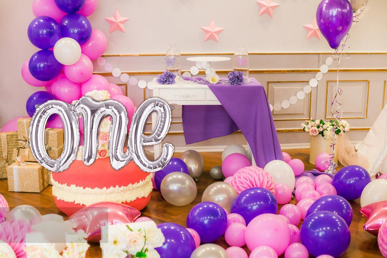 Silver One Balloons - 1st Birthday Decorations for Boys & Girls | Giant Number One Balloon