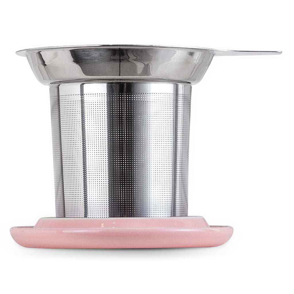 Jemirry Tea Mug Tea Cup, Ceramic Cup with Lid - Pink