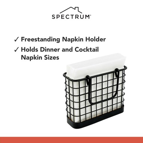 Spectrum Leaf Vertical Napkin Holder for Table & Kitchen Countertop Organization, Metal Napkin Dispenser with Weighted Base Keeps Paper Napkin Holders Standing for Dining Room Décor, Black