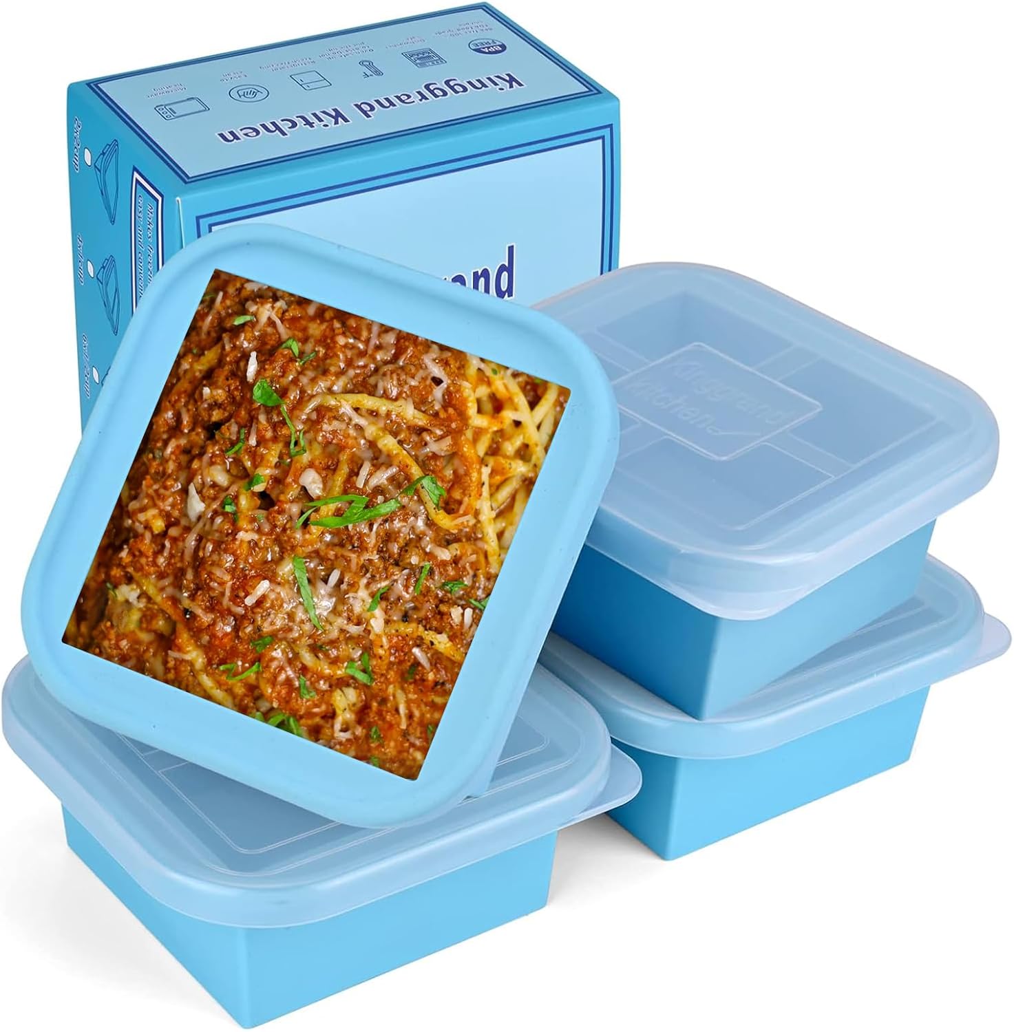 Skiennix 2-Cup Silicone Freezer Trays - 4 Pack Molds for Soups, Broths, Stews & Sauces