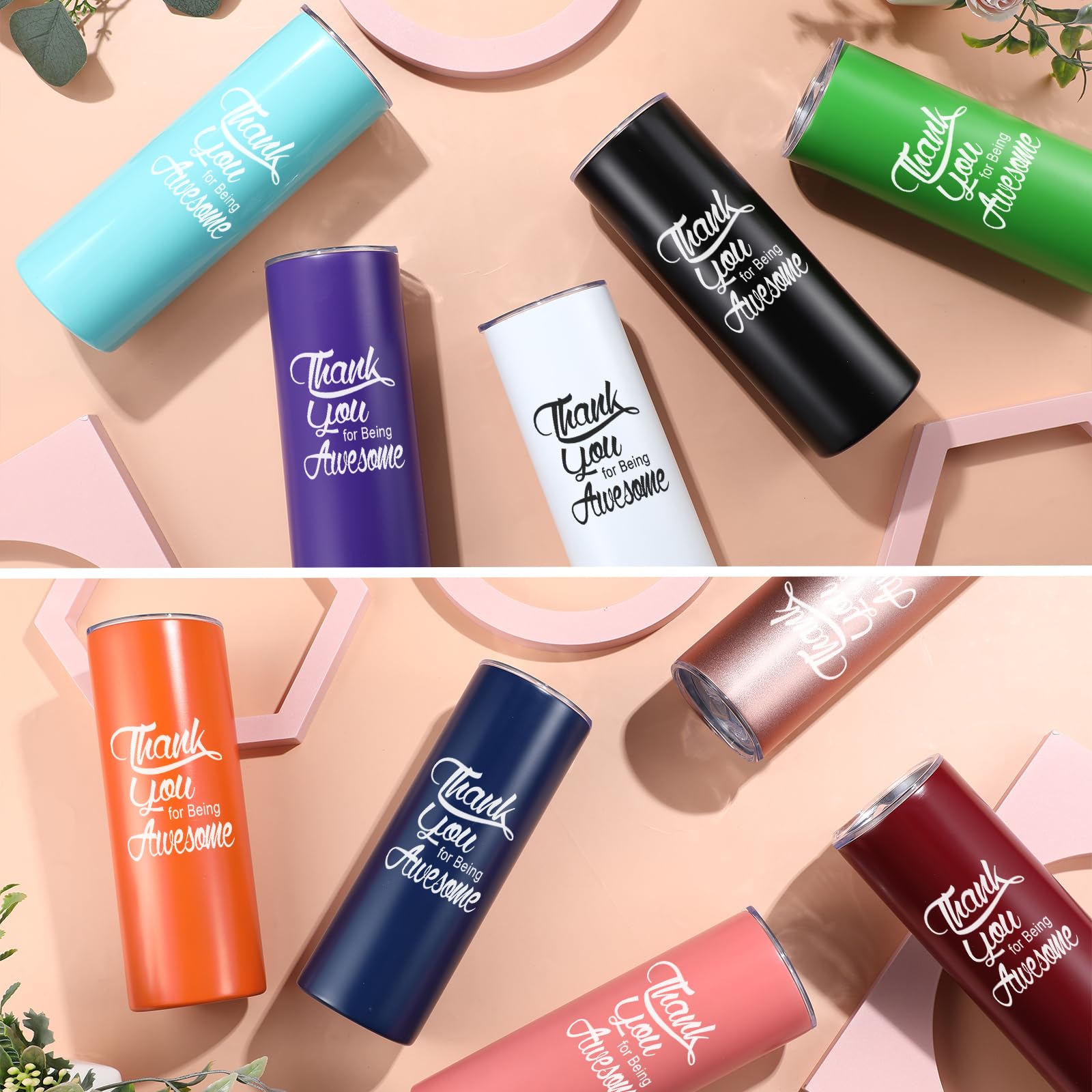 Sieral 10 Sets Employee Appreciation Gifts - 20oz Bulk Motivational Tumblers for Coworkers Boss Team - Thank You Gift for Women Men Inspirational Tumblers with Lid Straw (Multi Colors)