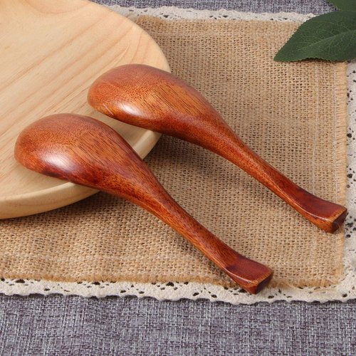 Wooden Spoons for Eating, 2PCS Wooden Serving Spoons Small Wood Spoon for Soup, Coffee, Salad Desserts, Chips, Snacks, Cereal, And Fruit