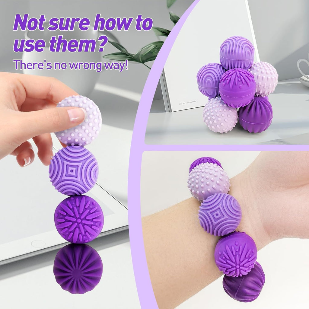 Skiennix Fidget Toys - Magnetic Stress Balls for Adults & Teens | 8pcs Silicone Sensory Relief Set - Lavender