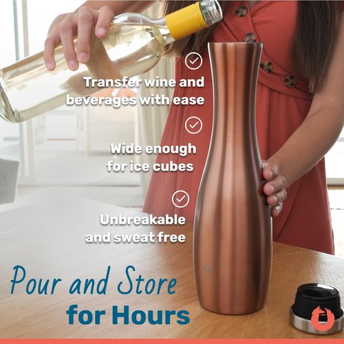 Snowfox Wine Carafe, Insulated Stainless Steel and Non, Slip Silicone base, Stainless Steel 25, Ounce