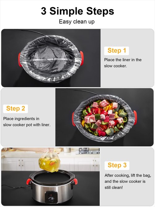 SMARTAKE Slow Cooker Liners, Extra Large Size 14"x 22" Disposable Cooking Bags, Fit 6QT to 10QT for Slow Cooker, Cooking Trays, Suitable for Oval & Round Pots, 60 Liners