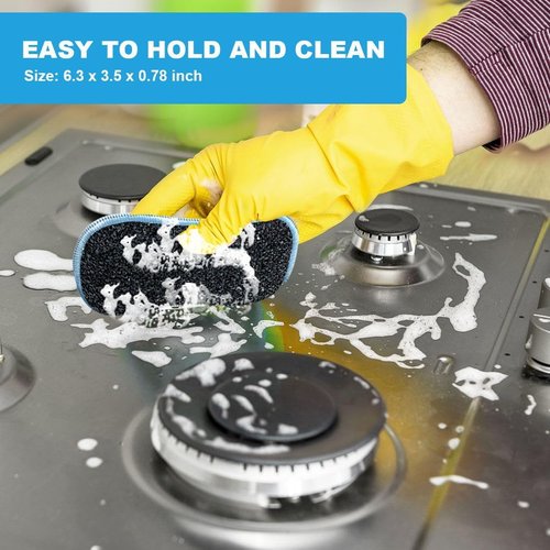 HOMEXCEL Multi-Purpose Scrub Sponges - Non-Scratch Microfiber Kitchen Dish Sponges (12 Pack, Blue)