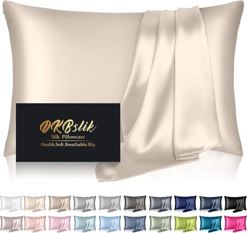 Mulberry Silk Pillowcase - Anti-Acne Cooling Beauty Sleep | Standard Size, Hidden Zipper, Beige