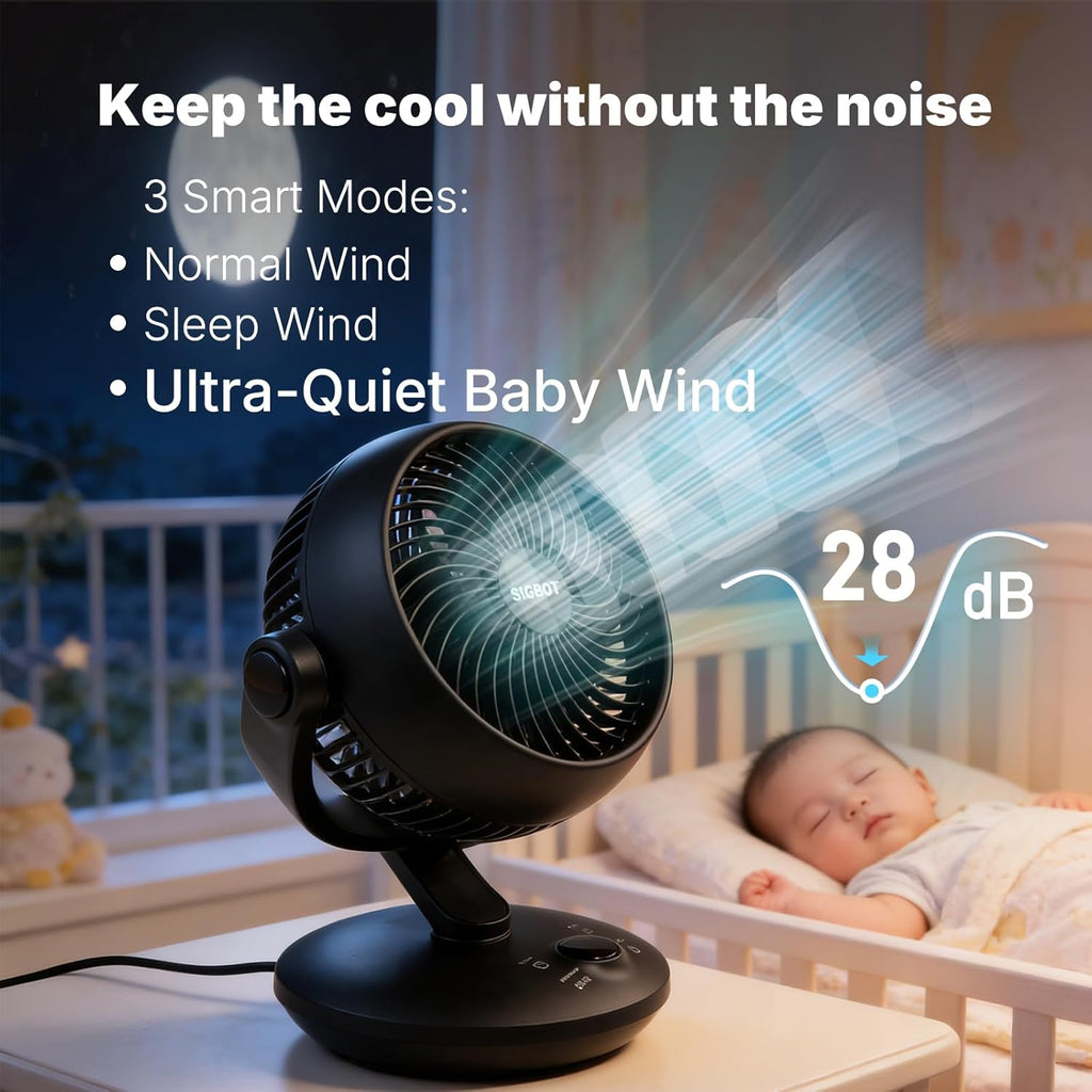 Skiennix Ultra Quiet 10-Inch Desk Fan - Remote Control, 8-Speed Oscillation & 9-Hour Timer | 70ft Airflow