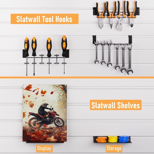 INCLY 30PCS Slatwall Accessories Set - Heavy Duty Hooks, Baskets, Shelves & Bins for Garage Organization