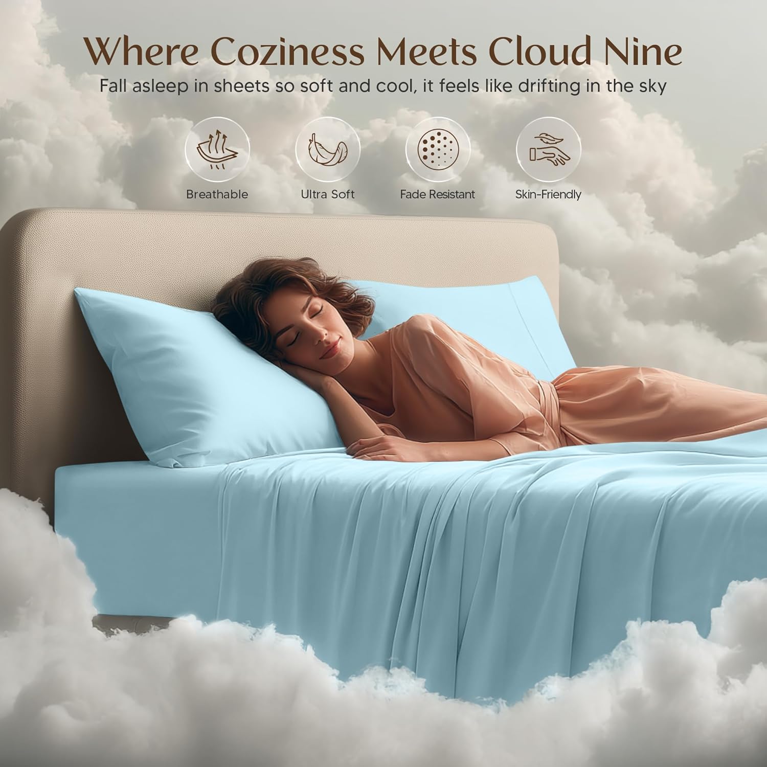 Utopia Bedding Queen Size Sheet Set - Soft, Breathable Microfiber | 4-Piece in Ice Blue