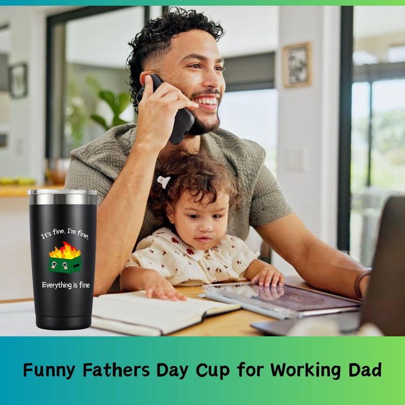 Niduilef Funny Dad Gifts from Daughter Son-20 OZ Fathers Day Tumbler-Working Dad Gift from Wife