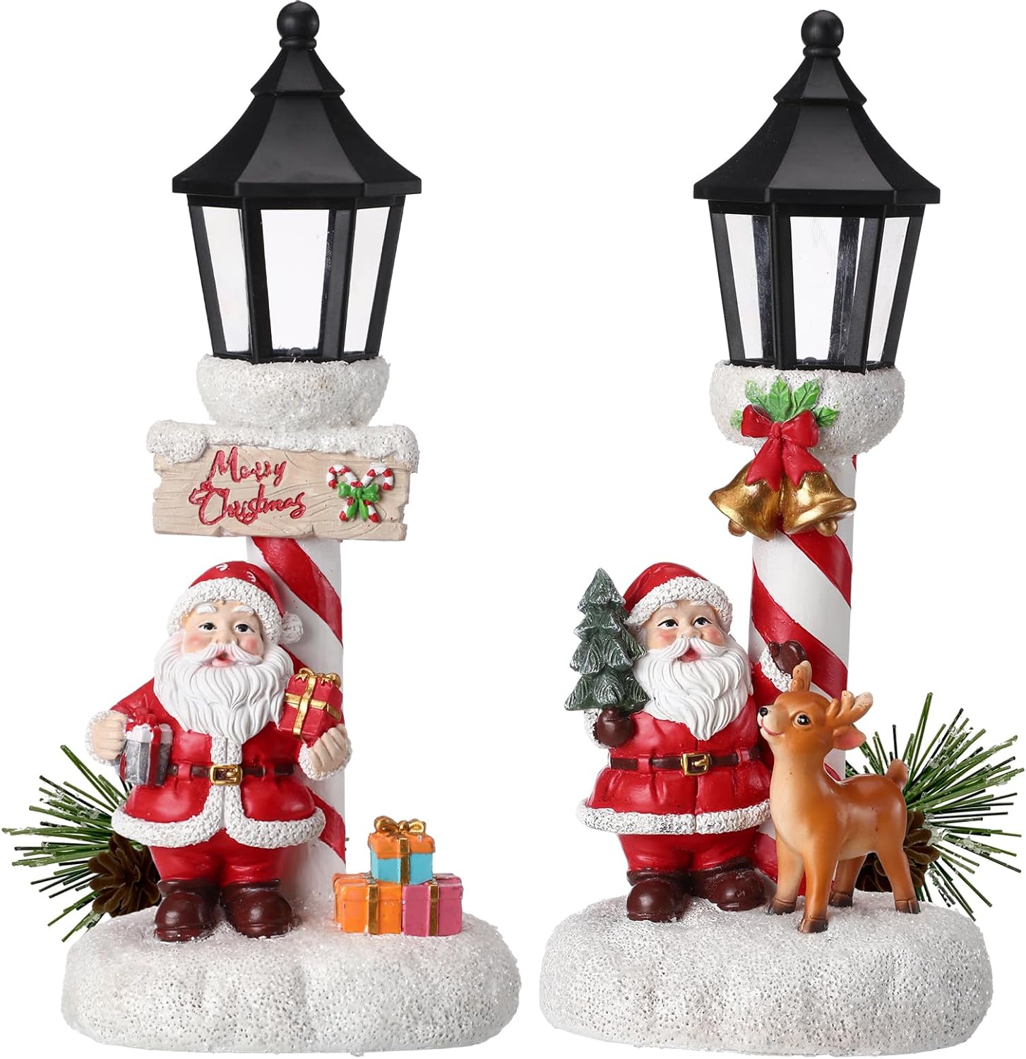 Regine Switzerland Christmas Light Table Decorations - 2 Pack Red Cardinal LED Lamppost Figurines for Holiday Home Decor