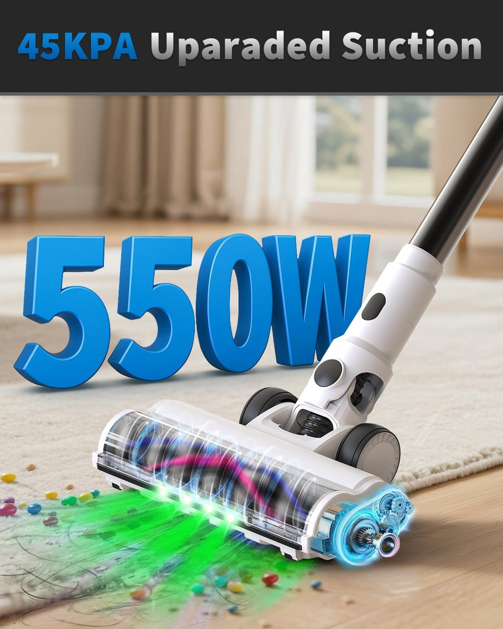 Skiennix Cordless Vacuum Cleaner - 15-in-1 Powerful Stick with LED Display & 110 Min Runtime | Lightweight for Hard Floors & Carpets