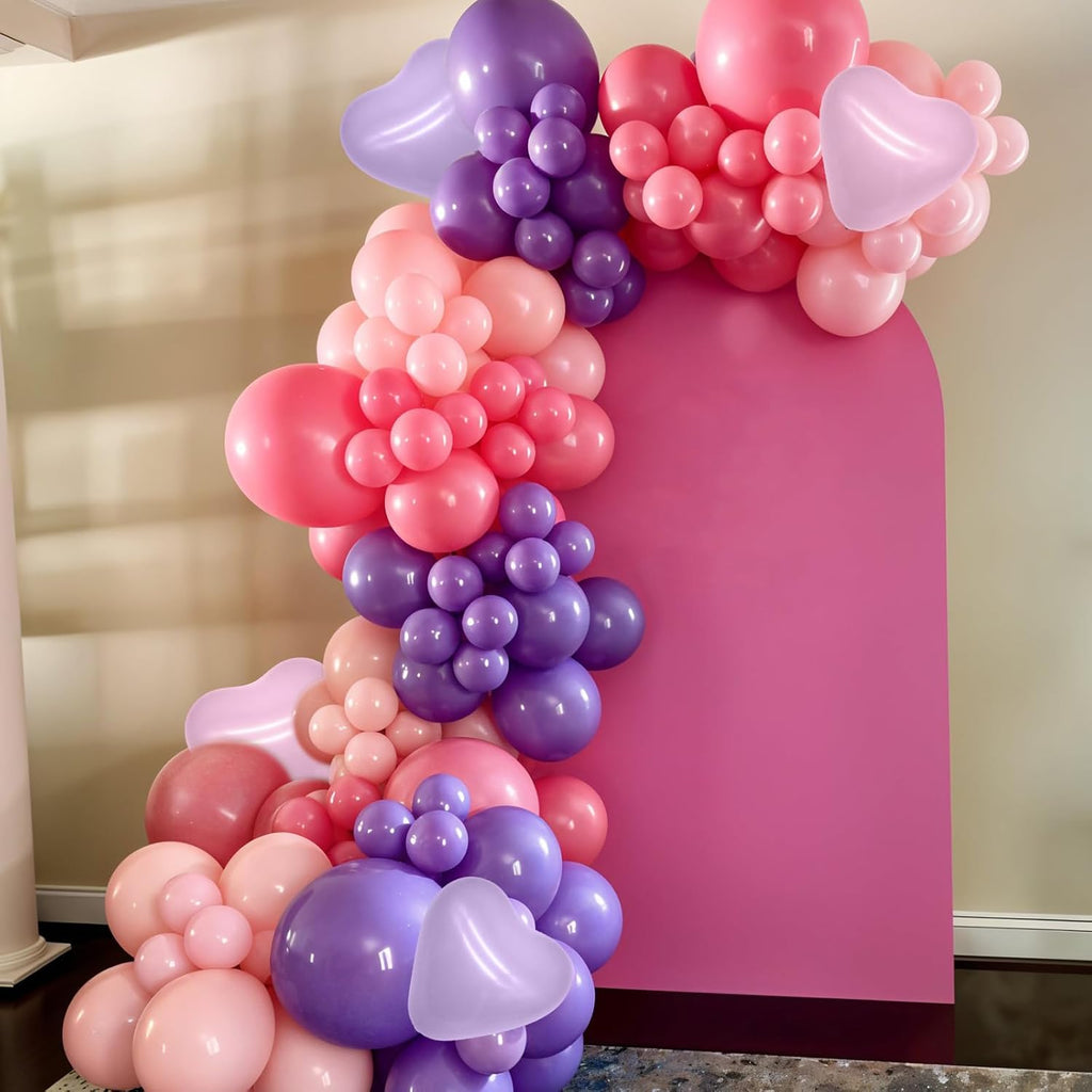 Skiennix 50pcs Pink & Purple Balloons - Macaron Heart Latex & Foil Star Balloons for Birthday & Baby Shower Decor