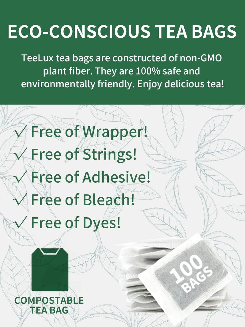 TeeLux Decaf Earl Grey Tea Bags, Decaffeinated Black Tea Blended with Natural Bergamot, Smooth & Full-Bodied, Enjoy Hot or Iced, 100 Count