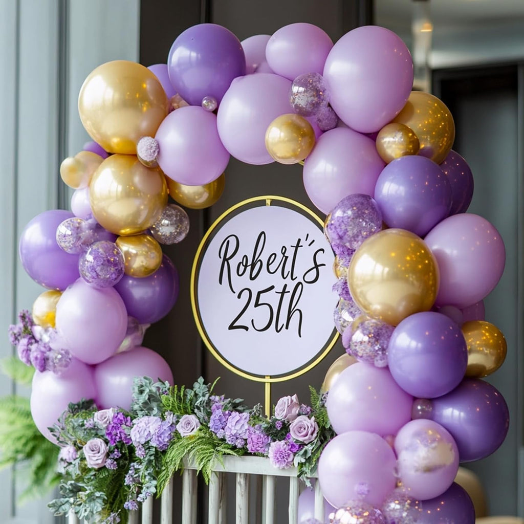 RUBFAC Lavender Purple Balloons - 105pcs in 5/10/12/18 Inches | Light Pastel Latex for Party Decor