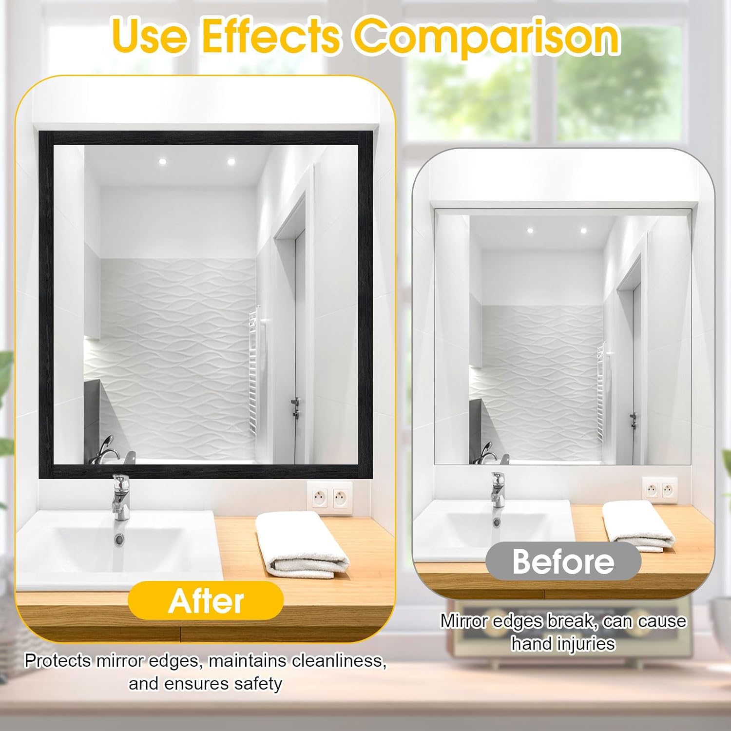 Peel & Stick Black Wood Grain Wallpaper Border by [Brand Name] - Stylish Bathroom Mirror Frame | 32.8 FT x 3.93 Inch