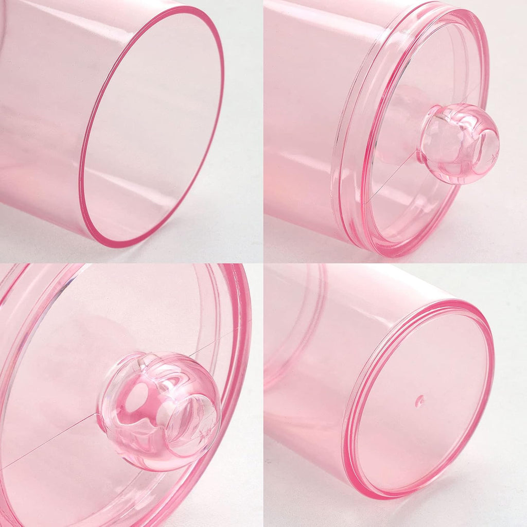 Tbestmax Apothecary Jar - 10 OZ Cotton Ball & Swab Dispenser | Pink Bathroom Organizer (4 Pcs)
