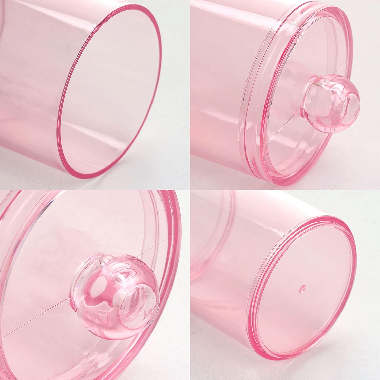 Tbestmax Apothecary Jar - 10 OZ Cotton Ball & Swab Dispenser | Pink Bathroom Organizer (4 Pcs)