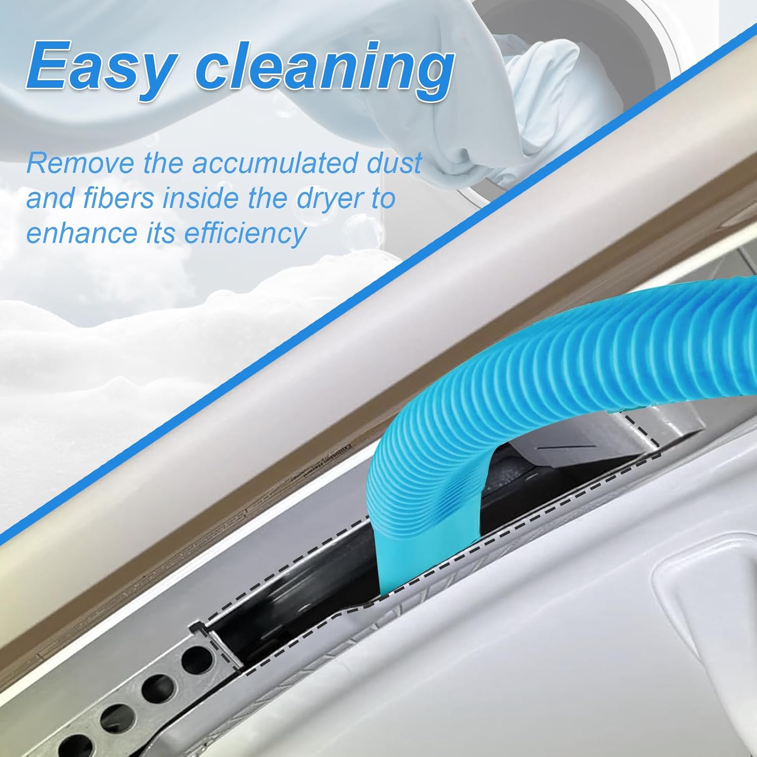 Upgraded Dryer Vent Cleaner Kit - Universal Vacuum Hose Attachment for Effective Lint Removal | Fits All Vacuums (Blue)