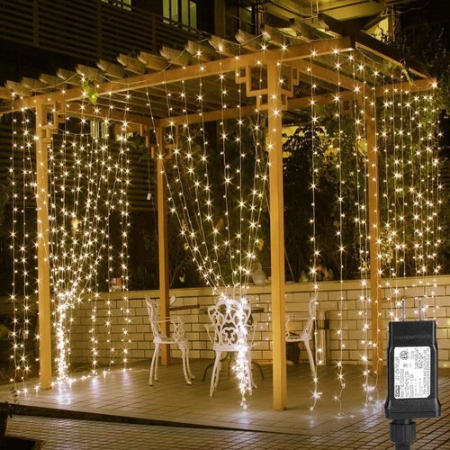 Lighting EVER LED Curtain Lights - 18 Hang Down String Lights, 10x10 ft Twinkle Fairy Lights for Bedroom & Wedding Decor
