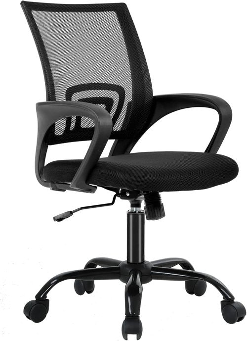 BestOffice Ergonomic Office Chair - Modern Mesh Desk Chair with Lumbar Support | Adjustable Rolling Stool (Black)