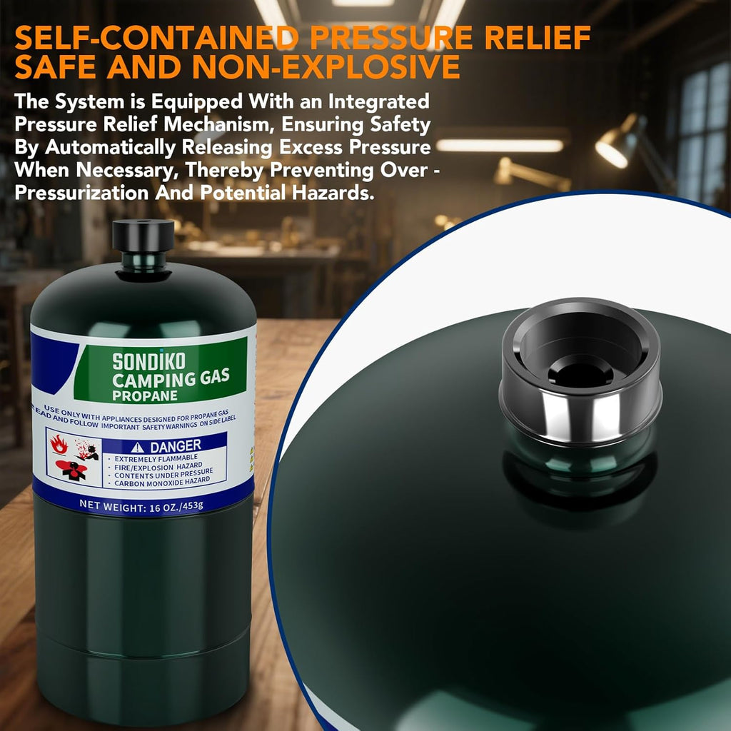 Sondiko Propane Tank - 2 Pack of High Purity 1LB Cylinders | DOT Compliant for Welding & Sous Vide