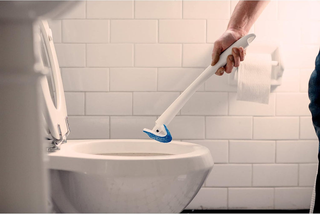 Scotch-Brite Toilet Scrubber Starter Kit - Disposable Refills with Built-In Bleach Alternative | Includes Handle & Caddy
