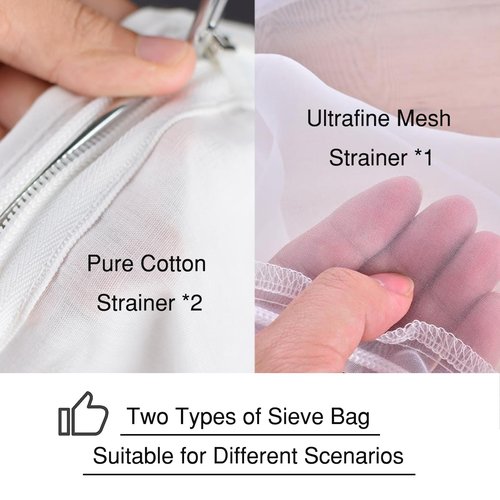 Nut Milk Bag Strainer with Stand, Strainers Fine Mesh Bags, Jelly strainer, Reusable Cheese Cloth Bag for Straining for Filter Juices, NutMilk, Cheese, Honey, Butter, M