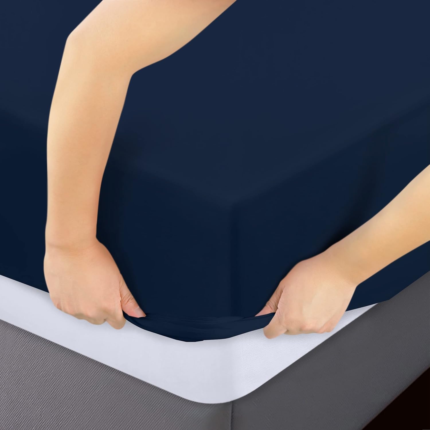 Utopia Bedding Twin Fitted Sheets - Soft Brushed Microfiber - Deep Pockets, Fade Resistant - Navy (Pack of 2)